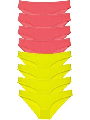 Aesco 8 Adet Süper Eko Set Likralı Kadın Slip Külot Sarı Fuşya