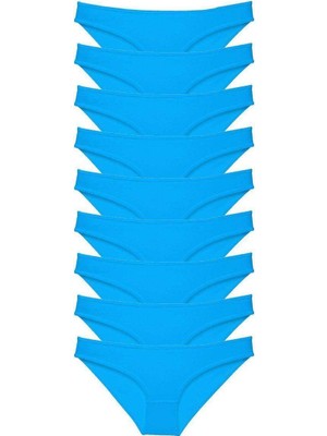 Aesco 9 Adet Süper Eko Set Likralı Kadın Slip Külot Mavi