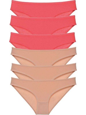 Aesco 6 Adet Süper Eko Set Likralı Kadın Slip Külot Fuşya Ten