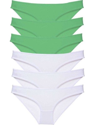 Aesco 6 Adet Eko Set Likralı Kadın Slip Külot Yeşil Beyaz