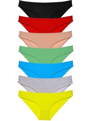 Aesco 7 Adet Süper Eko Set Likralı Kadın Slip Külot Çok Renkli