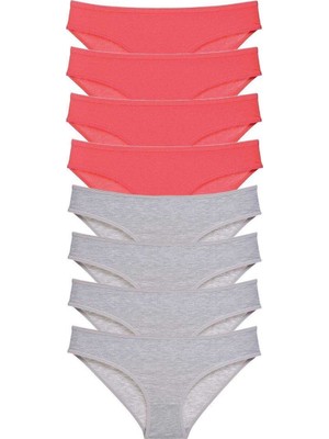 Aesco 8 Adet Süper Eko Set Likralı Kadın Slip Külot Fuşya Gri