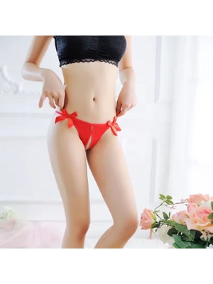 Aesco Fantezi Kırmızı Seksi Fiyonklu Kadın String – Fantezi Tanga