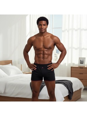 Aesco Huma One Erkek Havlu Bel Düz Boxer Battal Boy 3xl Siyah Renk