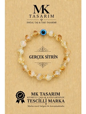 Mk Tasarım Gerçek Sitrin Taşı Bileklik MK.7000.853- Rahatlık-Dinginlik-Enerji- Stres Bilekliği