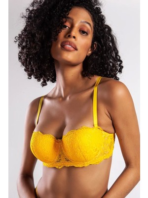Aesco G.colors Push Up Strapless Bra, Sarı Konforlu ve Şık Sütyen