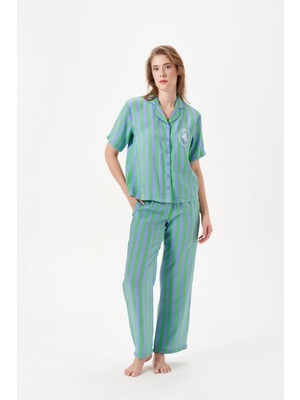 Aesco Pjs 29043 Kadın Düğmeli Pijama Takımı
