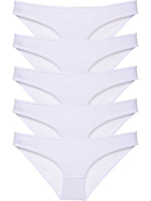 Aesco 5 Adet Süper Eko Set Likralı Kadın Slip Külot Beyaz