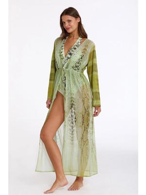 Aesco Argento 2106-3025 Kadın Önü Açık Uzun Kaftan
