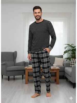 Aesco Pijalüx Tek Alt Cepli Ekose Pijama Battal