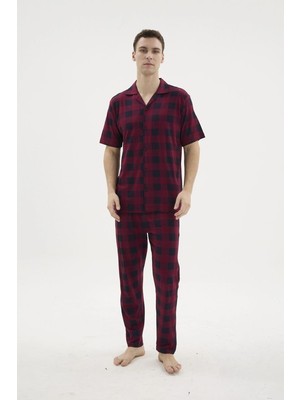 Aesco Kocabey KKT-26158 Erkek Apaj Yaka Düğmeli Pijama Takımı