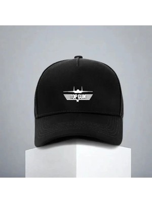 L'eivor Top Gun Jet Baskılı Siyah Çıt Çıtlı Şapka
