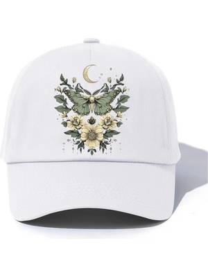 L'eivor Hilal & Kelebek Baskılı Kadın Çıt Çıtlı Şapka