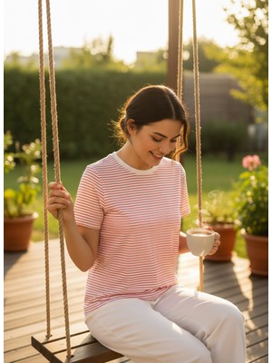 Grizum Pembe Çizgili Tshirt