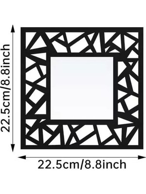 Bezos 2'li Set Kırılmaz Pleksi Dekoratif Duvar Aynası - 22.5X22.5 cm Geometrik Çerçeveli 1. Sınıf Ayna