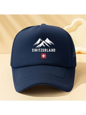 L'eivor Switzerland Baskılı Fileli Çıt Çıtlı Şapka