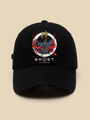 L'eivor Ghost Of Tsushima Baskılı Siyah Çıt Çıtlı Şapka