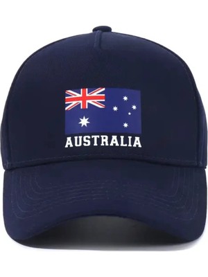 L'eivor Australia Baskılı Çıt Çıtlı Lacivert Şapka
