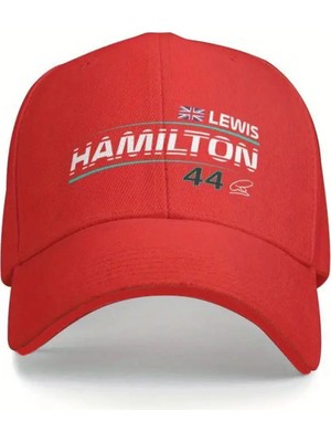 L'eivor F1 Sir Lewis Baskılı Kırmızı Çıt Çıtlı Şapka