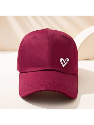 L'eivor Çift Minimal Kalp Baskılı Kadın Çıt Çıtlı Şapka