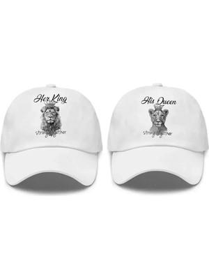 L'eivor Strong Together & His Queen - Her King Aslan Tasarım Sevgili Çift Kombini Çift 2' Li Çıt Çıtlı Şapka