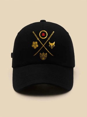 L'eivor Ghost Of Tsushima Baskılı Siyah Çıt Çıtlı Şapka
