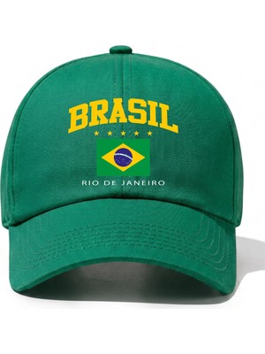 L'eivor Brasil Baskılı Yeşil Çıt Çıtlı Şapka