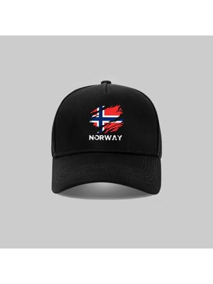 L'eivor Norway Baskılı Siyah Çıt Çıtlı Şapka