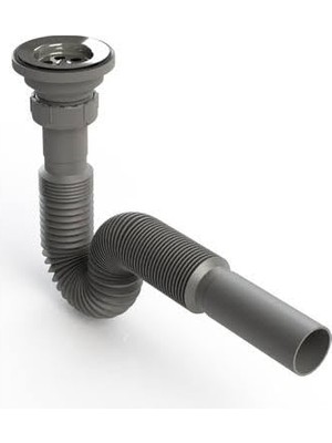 1001 Donau Lüx Paslanmaz Gri Lavabo ve Evye Sifonu 32 mm Çıkışlı
