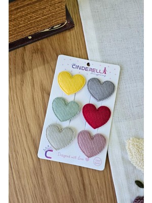 1001 6'lı Kalpli Saçsız Bebek Tokası 3.5 cm - Az Saçlı Kız Bebek Toka Seti Çıtçıtlı Yenidoğa
