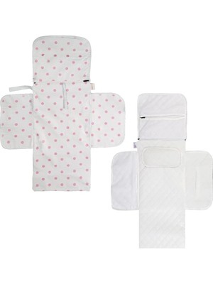 1001 Çanta Boy Alt Değiştirme Bakım Seti, Sıvı Geçirmez, Leke Tutmaz, Puantiyeli, Pembe, 70X35CM