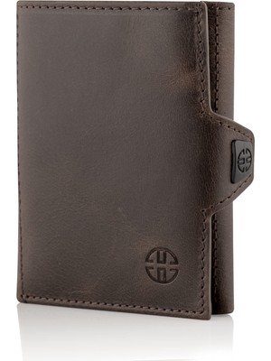 1001 Verona Unisex Rfıd Trifold Deri Cüzdan Ön Cep, Kahverengi, Küçük, Kartlıklı