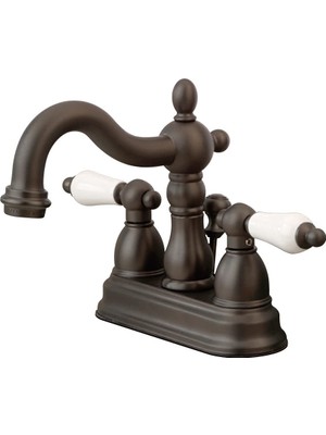1001 KB1605PL Heritage 4 Inç Porselen Kol Saplı Centerset Lavabo Bataryası, Yağ Ovuşturdu Bronz