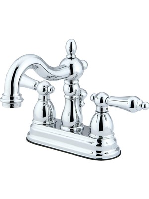 1001 KB1601AL Heritage Lavabo Bataryası, 10 cm Centerset, Metal Kollu, Parlak Krom