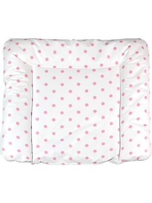 1001 Elyaf Dolgulu Pvc Alt Değiştirme Minderi, Sıvı Geçirmez, Leke Tutmaz, Puantiyeli, Pembe, 75X85C