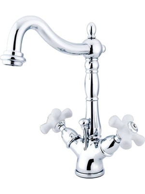 1001 KS1431PX Heritage Iki Kollu Banyo Musluğu, Porselen Çapraz Saplı, Pirinç Pop-Up, 15,7 Cm, Cilal