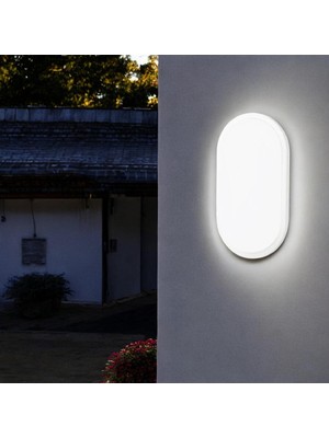 1001 Aydos 20W Oval Beyaz LED Nemliyer Armatür – IP65 Su Geçirmez Tavan/duvar Lambası, 6500K Beyaz I
