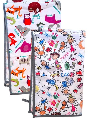 1001 Zoo Family Ikili Ekonomik Set Sıvı Geçirmez Alt Açma Örtüsü Bebek Bakım Örtüsü 65X80CM B