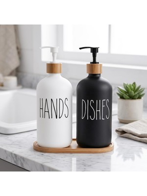 1001 2'li Lüx Cam Sıvı Sabunluk, Mutfak ve Banyo Için Modern Cam Sıvı Sabunluk, Doldurulabilir ve
