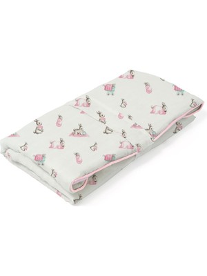 1001 Deux Lapıns% 100 Pamuk Çantalı Pratik Katlanabilir Alt Değiştirme Matı - Bébé Lapin Rose Pad1