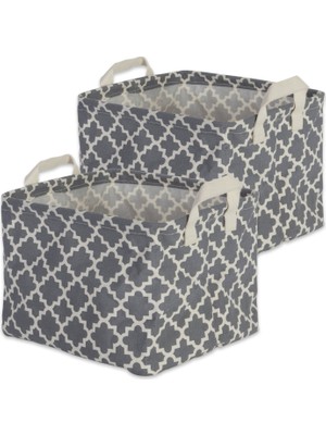 1001 2'li Set Small Bins Gri Izgara Desenli