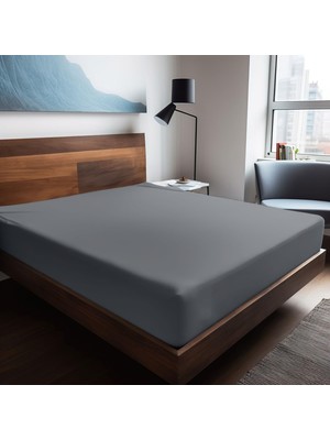 1001 Mix & Match | Plain |%100 Pamuklu Ranforce 160 x 240 Tek Kişilik Düz Çarşaf Gri