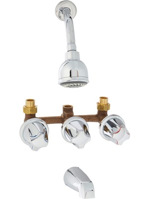 1001 LG01-3110 3 Küvet ve Duş Musluğu, Metal Kulp Kollu, Cilalı Krom