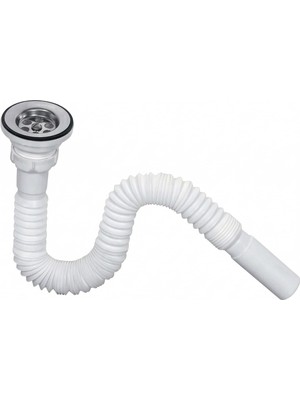 1001 Esnek Lavabo Sifonu - Körüklü Sifon Takımı 1 1/2" - Paslanmaz Çelik Süzgeçli ve Contalı - L