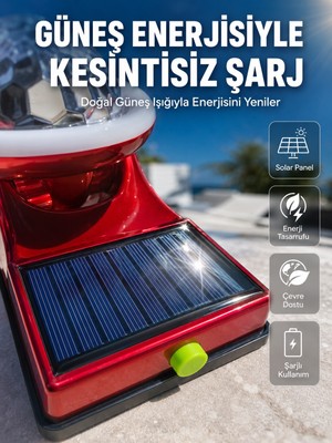 Astraltech Taşınabilir Solar LED Parti Lambası USB Şarjlı Renkli Dekoratif Aydınlatma