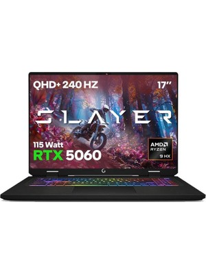 1001 Slayer R9MXL-5060 C2 Amd Ryzen 9 8940HX 32GB Ram 1tb SSD RTX5060 17" Qhd+ 240Hz IPS Freedos Oyuncu L
