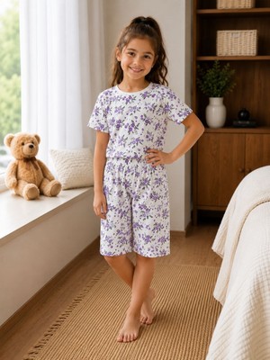 Pamuklu Rahat Ev Giyim Şortlu Pijama Takımı