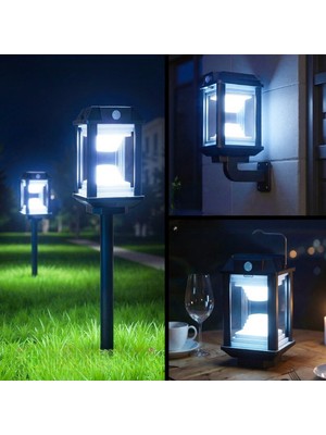 1001 20CM Solar Bahçe Lambası 3W LED | 7000K Beyaz, 360° Aydınlatma, Hareket Sensörlü, Type-C Şarj