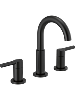 1001 Faucet Nicoli Yaygın Banyo Bataryası 3 Delikli, Mat Siyah Banyo Bataryası, Banyo Lavabo Bataryas�