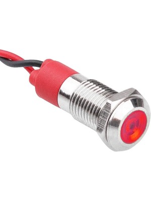 1001 06L-P1 Metal Sinyal Lambası, 6mm 12-24V Kablolu - Kırmızı
